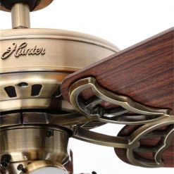 Hunter Studio Series 52 in. LED Antique Brass Indoor Ceiling Fan with Light Kit -Fans Shop antique brass hunter ceiling fans with lights 53063 66 1000