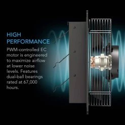 AC Infinity Airlift T12 830 CFM 12 in. Indoor Wall Mount Shutter Exhaust Fan with Temperature Humidity Controller -Fans Shop black ac infinity wall mounted fans ac alt12 1f 1000