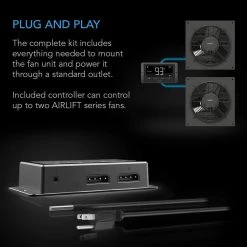 AC Infinity Airlift T12 830 CFM 12 in. Indoor Wall Mount Shutter Exhaust Fan with Temperature Humidity Controller -Fans Shop black ac infinity wall mounted fans ac alt12 44 1000