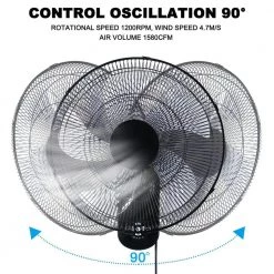 Aoibox 18 in. Indoor Black Smart Wall-Mount Fan with 5 Blades Adjustable 3 Speed and Remote Control 13 Aoibox 18 in. Indoor Black Smart Wall-Mount Fan with 5 Blades Adjustable 3 Speed and Remote Control -Fans Shop black aoibox wall mounted fans snmx3505 c3 1000