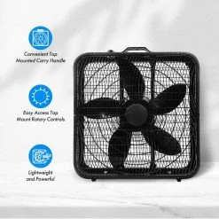 Comfort Zone 20 in. High Performance Box Fan with Carry Handle in Black 19 Comfort Zone 20 in. High Performance Box Fan with Carry Handle in Black -Fans Shop black comfort zone box fans cz200abk 44 1000
