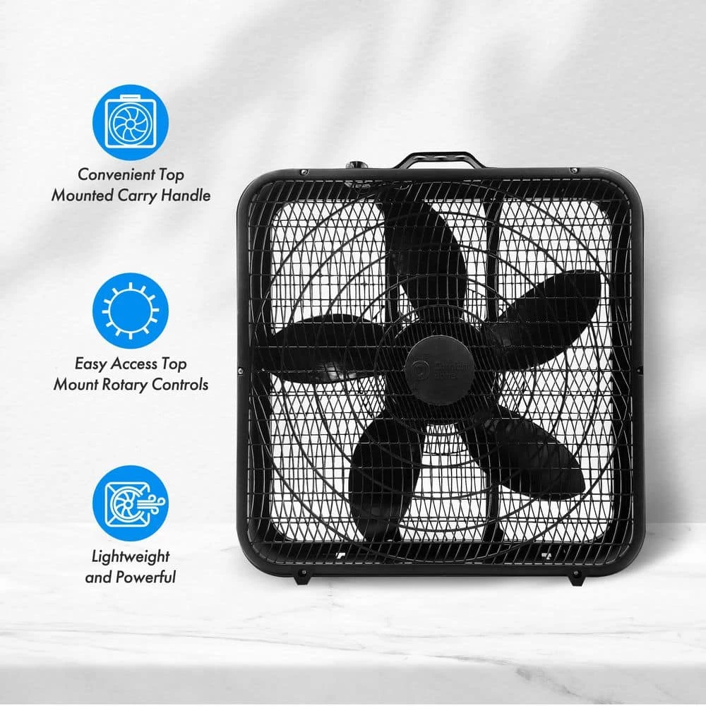 Comfort Zone 20 in. High Performance Box Fan with Carry Handle in Black 9 Comfort Zone 20 in. High Performance Box Fan with Carry Handle in Black - Image 9