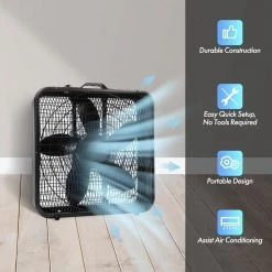 Comfort Zone 20 in. High Performance Box Fan with Carry Handle in Black 17 Comfort Zone 20 in. High Performance Box Fan with Carry Handle in Black -Fans Shop black comfort zone box fans cz200abk 4f 1000