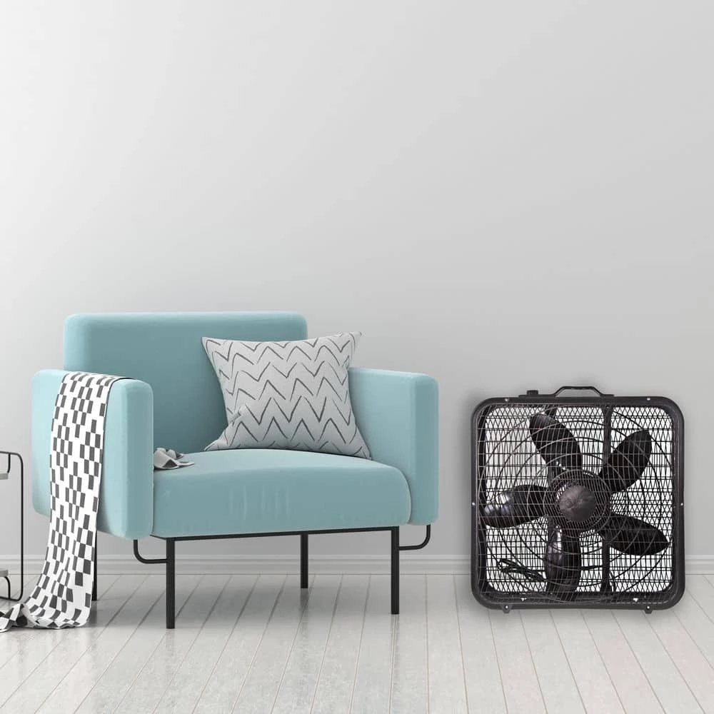 Comfort Zone 20 in. High Performance Box Fan with Carry Handle in Black 6 Comfort Zone 20 in. High Performance Box Fan with Carry Handle in Black - Image 6