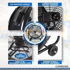 Comfort Zone 24 in. 2-Speed High-Velocity Industrial Drum Fan with Aluminum Blades and 180-Degree Adjustable Tilt in Black 14 Comfort Zone 24 in. 2-Speed High-Velocity Industrial Drum Fan with Aluminum Blades and 180-Degree Adjustable Tilt in Black -Fans Shop black comfort zone industrial fans czmc24 1d 1000