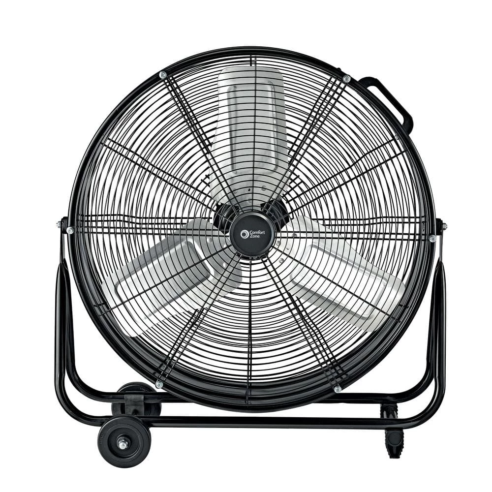 Comfort Zone 24 in. 2-Speed High-Velocity Industrial Drum Fan with Aluminum Blades and 180-Degree Adjustable Tilt in Black 5 Comfort Zone 24 in. 2-Speed High-Velocity Industrial Drum Fan with Aluminum Blades and 180-Degree Adjustable Tilt in Black - Image 5