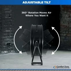 Comfort Zone 24 in. 2-Speed High-Velocity Industrial Drum Fan with Aluminum Blades and 180-Degree Adjustable Tilt in Black 22 Comfort Zone 24 in. 2-Speed High-Velocity Industrial Drum Fan with Aluminum Blades and 180-Degree Adjustable Tilt in Black -Fans Shop black comfort zone industrial fans czmc24 d4 1000