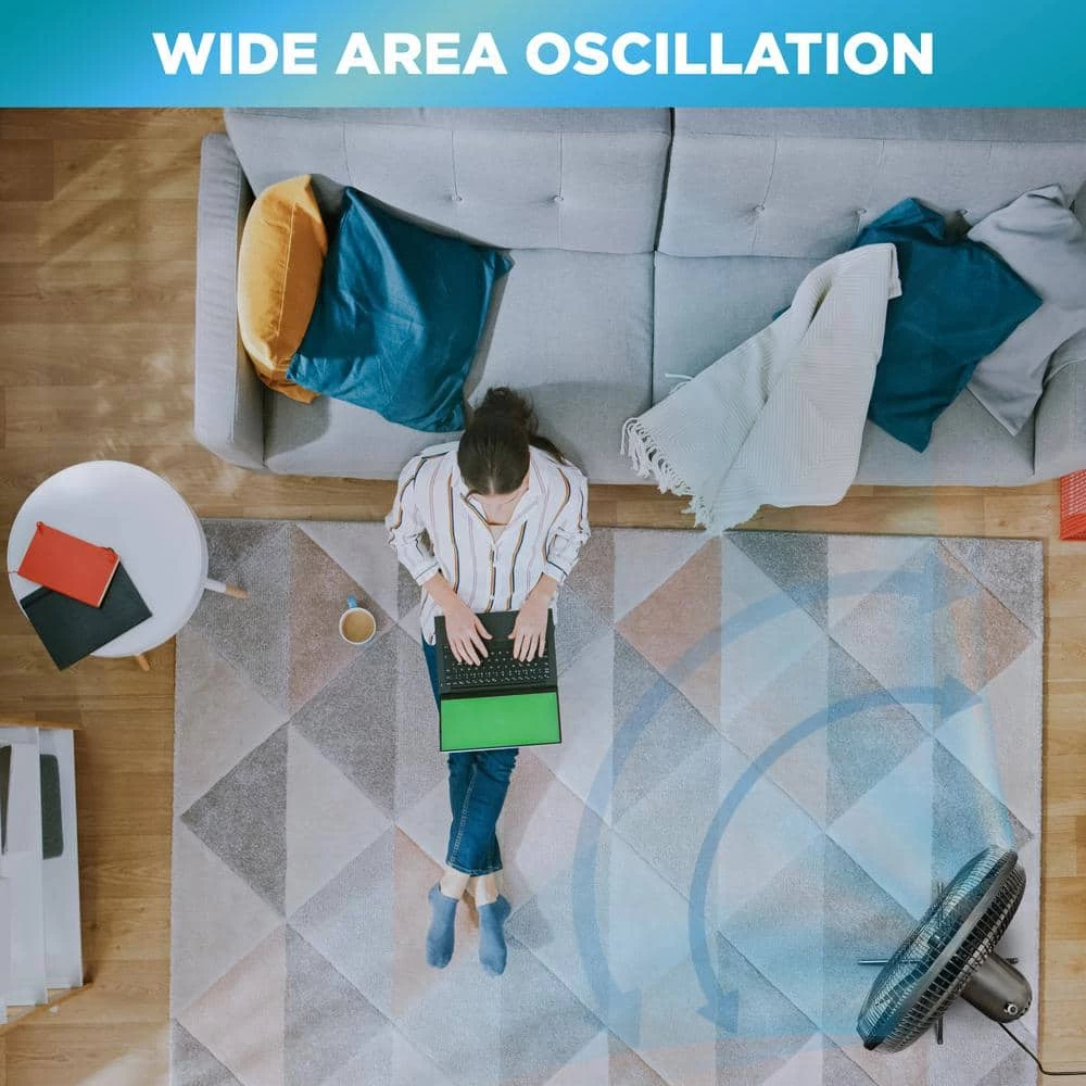 Comfort Zone 16 in. Oscillating Pedestal Fan in Black 6 Comfort Zone 16 in. Oscillating Pedestal Fan in Black - Image 6