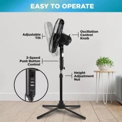 Comfort Zone 16 in. Oscillating Pedestal Fan in Black 17 Comfort Zone 16 in. Oscillating Pedestal Fan in Black -Fans Shop black comfort zone pedestal fans czst161btebk 44 1000