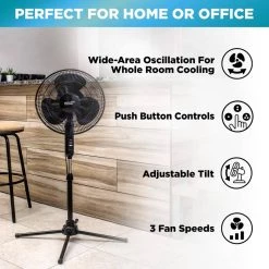 Comfort Zone 16 in. Oscillating Pedestal Fan in Black 15 Comfort Zone 16 in. Oscillating Pedestal Fan in Black -Fans Shop black comfort zone pedestal fans czst161btebk 4f 1000
