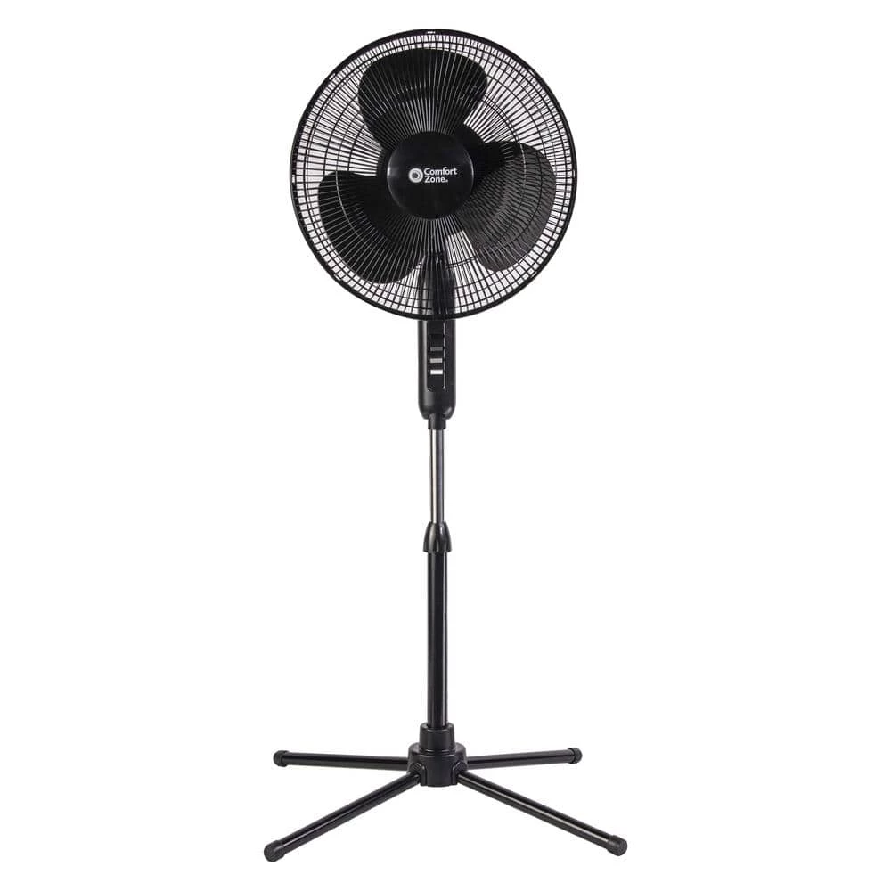 Comfort Zone 16 in. Oscillating Pedestal Fan in Black 1 Comfort Zone 16 in. Oscillating Pedestal Fan in Black