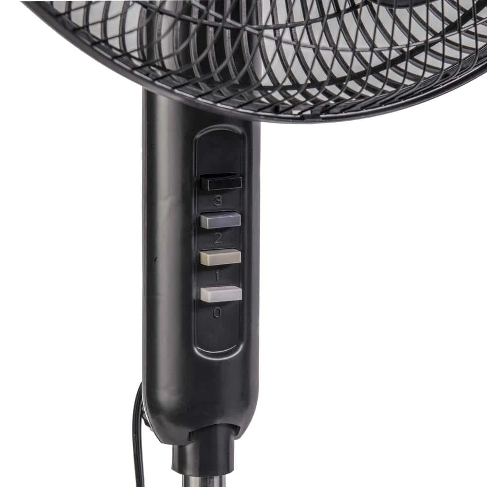 Comfort Zone 16 in. Oscillating Pedestal Fan in Black 3 Comfort Zone 16 in. Oscillating Pedestal Fan in Black - Image 3