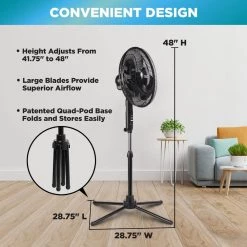 Comfort Zone 16 in. Oscillating Pedestal Fan in Black 20 Comfort Zone 16 in. Oscillating Pedestal Fan in Black -Fans Shop black comfort zone pedestal fans czst161btebk d4 1000