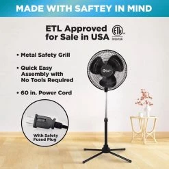 Comfort Zone 16 in. Black Oscillating Pedestal Fan -Fans Shop black comfort zone pedestal fans czst162btebk 1d 1000