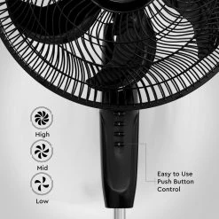 Comfort Zone Powr Curve Adjustable 45 in. Oscillating Pedestal Fan with 30% More Airflow -Fans Shop black comfort zone pedestal fans czst180bk 31 1000