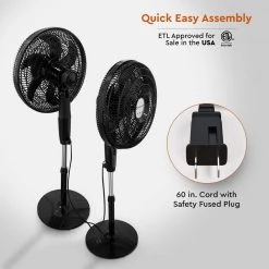 Comfort Zone Powr Curve Adjustable 45 in. Oscillating Pedestal Fan with 30% More Airflow -Fans Shop black comfort zone pedestal fans czst180bk 77 1000