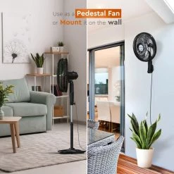 Comfort Zone PowrCurve 18 in. Pedestal Fan -Fans Shop black comfort zone pedestal fans czst180bs eu 1f 1000