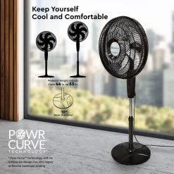 Comfort Zone PowrCurve 18 in. Pedestal Fan -Fans Shop black comfort zone pedestal fans czst180bs eu d4 1000