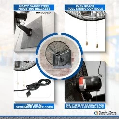 Comfort Zone 30 in. Black High-Velocity Oscillating Wall Fan -Fans Shop black comfort zone wall mounted fans czhvw30ex 4f 1000