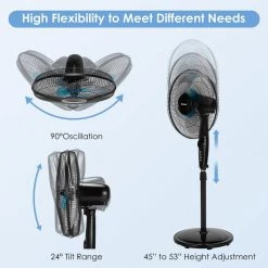 Costway 45 in. to 53 in. 3-Speed Oscillating Pedestal Fan -Fans Shop black costway pedestal fans ep24830 44 1000