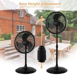 Costway 18 in. Misting Fan 2100 CFM Outdoor Oscillating Cooling Pedestal Fan in Black -Fans Shop black costway pedestal fans es10138us bk 4f 1000