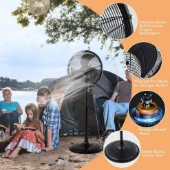 Costway 18 in. Misting Fan 2100 CFM Outdoor Oscillating Cooling Pedestal Fan in Black -Fans Shop black costway pedestal fans es10138us bk 76 1000
