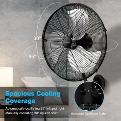 Costway 21 in. Indoor Black Wall Mount Industrial Ceiling Fan 3 Speed Oscillating Metal Ventilation Fan -Fans Shop black costway wall mounted fans es10116us bk 1f 1000