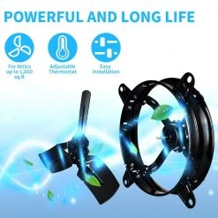 Edendirect 14 in. Indoor 1239 CFM Black Mount Ceiling Fan Attic Gable Ventilator with Adjustable Temperature Thermostat -Fans Shop black edendirect wall mounted fans dhs0ra220427002 1f 1000