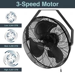 Hampton Bay 18 in. 3-Speed High Velocity Black Wall Mount Fan with 3 Blades -Fans Shop black hampton bay wall mounted fans 82018 40 1000