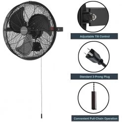Hampton Bay 18 in. 3-Speed High Velocity Black Wall Mount Fan with 3 Blades -Fans Shop black hampton bay wall mounted fans 82018 a0 1000