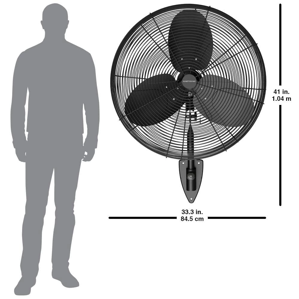 Hampton Bay 30 in. 3-Speed High Velocity Black Wall Mount Fan with 3 Blades 6 Hampton Bay 30 in. 3-Speed High Velocity Black Wall Mount Fan with 3 Blades - Image 6