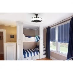 Home Decorators Collection Windara 22 in. LED Indoor/Covered Outdoor Black Ceiling Fan with Light Kit and Remote Control -Fans Shop black home decorators collection ceiling fans with lights sfl 550l3 1d 1000