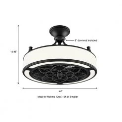 Home Decorators Collection Windara 22 in. LED Indoor/Covered Outdoor Black Ceiling Fan with Light Kit and Remote Control -Fans Shop black home decorators collection ceiling fans with lights sfl 550l3 a0 1000