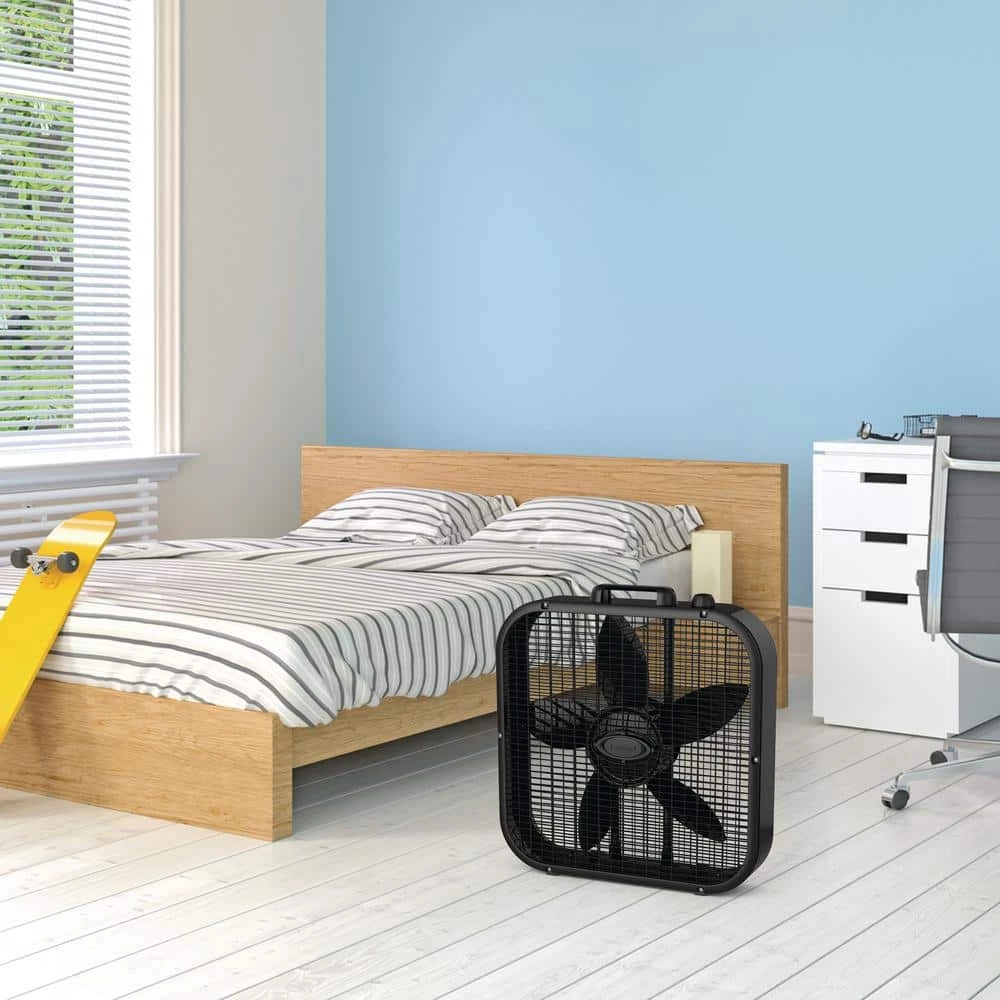 Lasko 20 in. 3 Speed Black Box Fan with Save-Smart Technology for Energy Efficiency 2 Lasko 20 in. 3 Speed Black Box Fan with Save-Smart Technology for Energy Efficiency - Image 2