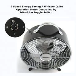Optimus F-6310RD 10 Inch 2 Speed Portable Retro Drum Fan in Black -Fans Shop black optimus industrial fans 985118743m 44 1000