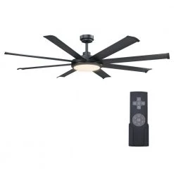 Parrot Uncle Kaitylyn 60 in. Indoor/Outdoor Black Downrod Mount LED Chandelier Ceiling Fan with Light and Remote
