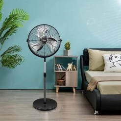 Amucolo Adjustable-Height 20 in. 3-Speed Black Stand Fan Pedestal Fan -Fans Shop black pedestal fans dhs cyhf nd20 31 1000