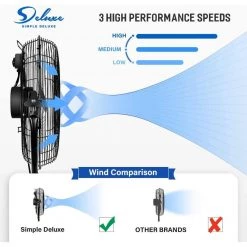 Amucolo Adjustable-Height 20 in. 3-Speed Black Stand Fan Pedestal Fan -Fans Shop black pedestal fans dhs cyhf nd20 44 1000