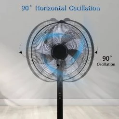Amucolo 49.5 in. Oscillating Adjustable 12-Levels Speed Black Pedestal Fan with Remote Control and Timer -Fans Shop black pedestal fans dhs cyhi 16wrc 1f 1000