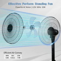 Amucolo 49.5 in. Oscillating Adjustable 12-Levels Speed Black Pedestal Fan with Remote Control and Timer -Fans Shop black pedestal fans dhs cyhi 16wrc 44 1000