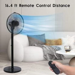 Amucolo 49.5 in. Oscillating Adjustable 12-Levels Speed Black Pedestal Fan with Remote Control and Timer -Fans Shop black pedestal fans dhs cyhi 16wrc fa 1000