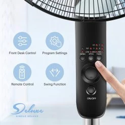 FORCLOVER 3-Speed Stand Pedestal Fan with Remote Control -Fans Shop black pedestal fans monmdhs16rc 44 1000