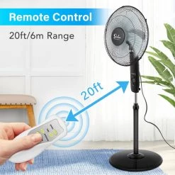 FORCLOVER 3-Speed Stand Pedestal Fan with Remote Control -Fans Shop black pedestal fans monmdhs16rc 76 1000
