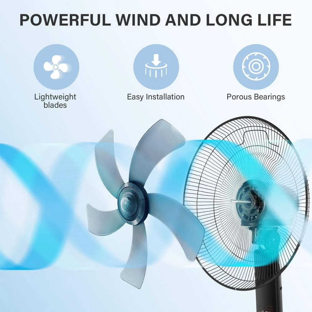 Aoibox Simple Deluxe Oscillating 16 in. Adjustable 3 Speed Pedestal Stand Fan with Remote Control for Indoor, Bedroom &Dorm Use 5 Aoibox Simple Deluxe Oscillating 16 in. Adjustable 3 Speed Pedestal Stand Fan with Remote Control for Indoor, Bedroom &Dorm Use - Image 5
