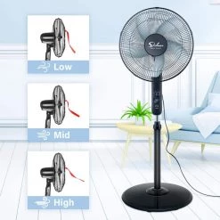 Aoibox Simple Deluxe Oscillating 16 in. Adjustable 3 Speed Pedestal Stand Fan with Remote Control for Indoor, Bedroom &Dorm Use 9 Aoibox Simple Deluxe Oscillating 16 in. Adjustable 3 Speed Pedestal Stand Fan with Remote Control for Indoor, Bedroom &Dorm Use -Fans Shop black pedestal fans snmx023 4f 1000