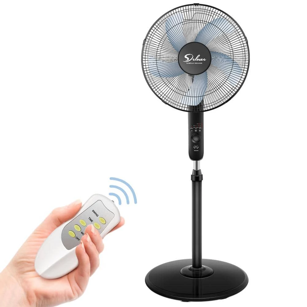 Aoibox Simple Deluxe Oscillating 16 in. Adjustable 3 Speed Pedestal Stand Fan with Remote Control for Indoor, Bedroom &Dorm Use 1 Aoibox Simple Deluxe Oscillating 16 in. Adjustable 3 Speed Pedestal Stand Fan with Remote Control for Indoor, Bedroom &Dorm Use