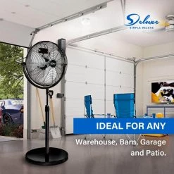 Aoibox Adjustable-Height Black 18 in. Pedestal Standing Fan, High Velocity, Heavy Duty Metal for Industrial, Residential Use -Fans Shop black pedestal fans snmx025 76 1000