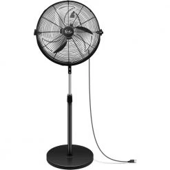 Aoibox Black Adjustable-Height to 55 in. Pedestal Standing Fan High Velocity, Heavy Duty Metal For Industrial, Residential