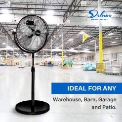 Aoibox Black Adjustable-Height to 55 in. Pedestal Standing Fan High Velocity, Heavy Duty Metal For Industrial, Residential -Fans Shop black pedestal fans snmx027 76 1000