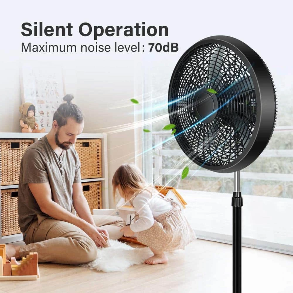 Aoibox Adjustable-Height 18 in. Black Pedestal Stand Fan 3 Adjustable Speed for Indoor, Bedroom, Living Room, Home Office& Dorm 2 Aoibox Adjustable-Height 18 in. Black Pedestal Stand Fan 3 Adjustable Speed for Indoor, Bedroom, Living Room, Home Office& Dorm - Image 2